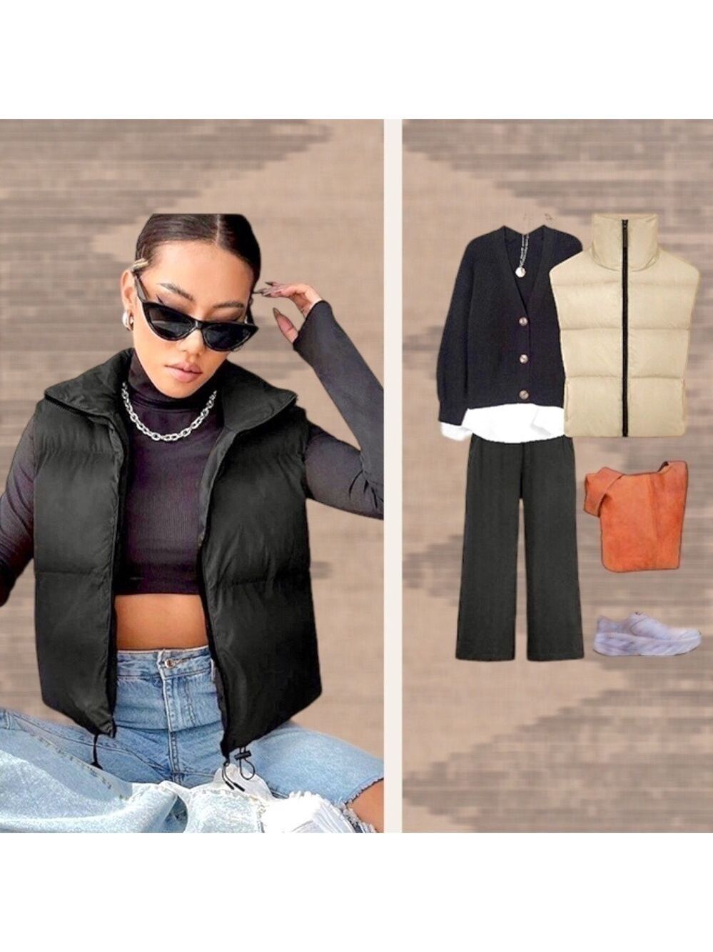 Lightweight Cropped Sleeveless Puffer Vest in Black/Md-NWT - Picture 6 of 15